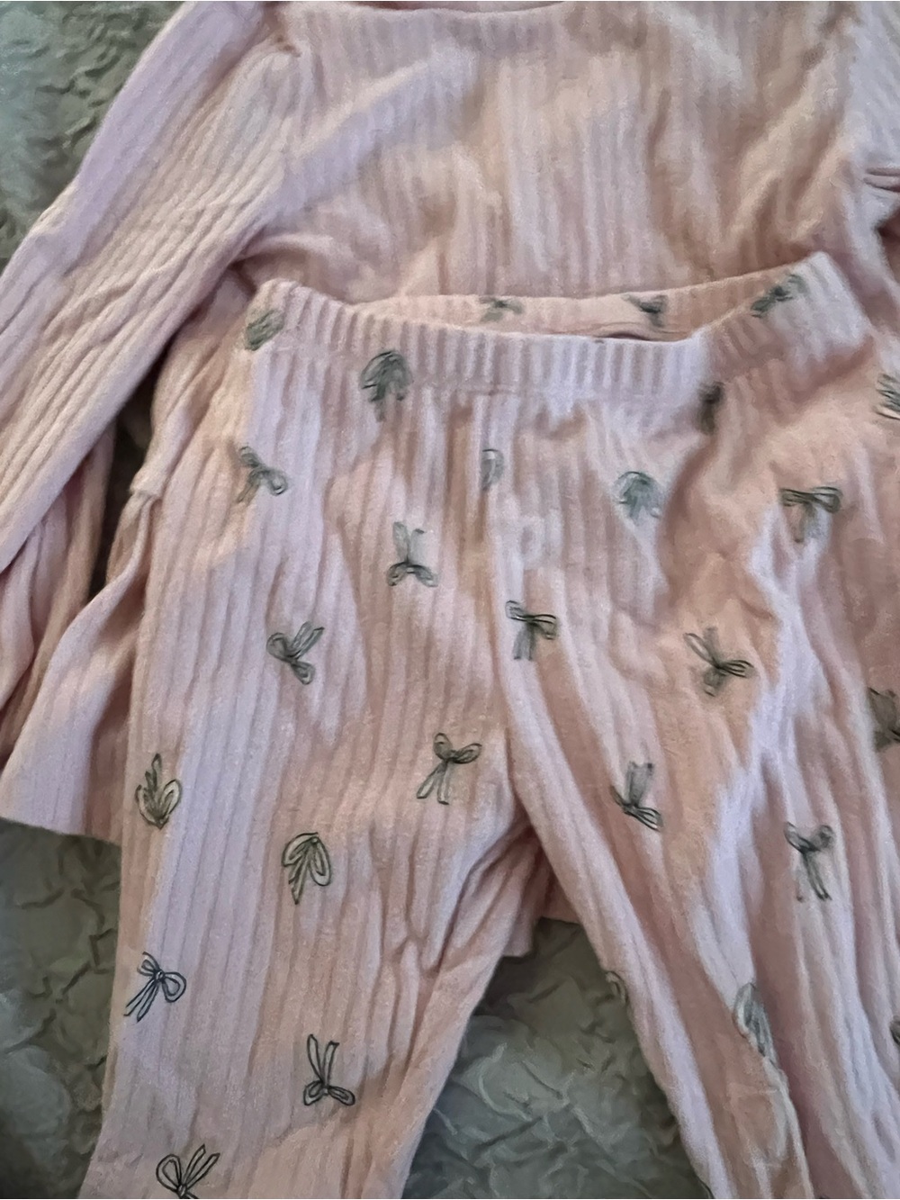 4T Girld Pink Ribbed Peplum Top & Printed Leggings Set - Picture 3 of 3